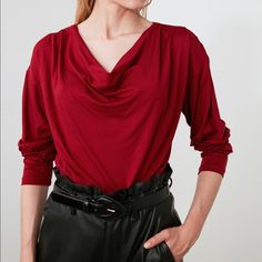 Nwt ; Pit To Pit-17.5” Versatile 3/4 Sleeve Tops For Work, Elegant Solid Color Top With 3/4 Sleeves, Chic Winter Tops With 3/4 Sleeves, Chic Red Top With 3/4 Sleeves, Chic 3/4 Sleeve Tops For Layering, Versatile 3/4 Sleeve Blouse For Fall, Solid Color Long Sleeve Top For Fall, Solid Color Tops For Workwear With 3/4 Sleeves, Solid Color Top With 3/4 Sleeves For Work