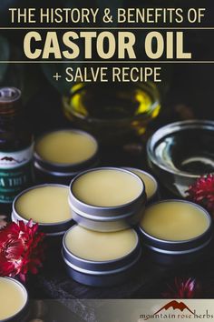 Benefits & History of Castor Oil   Salve Recipe Winter Salve Recipe, Castor Oil With Essential Oils, Castor Oil Salve, Essential Oil Salve Recipes, Rosemary Salve Recipe, Muscle Salve Recipe, Purslane Salve Recipe, Magnesium Salve Recipe, Castor Oil Lip Balm