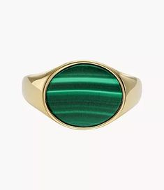 Ellis Signet Collection Green Malachite Signet Ring-0 | Cool rings for men Fossil Ring, Minimalist Watch, Green Malachite, Malachite Stone, Gold Signet Ring, Rose Gold Watches, Classic Watches