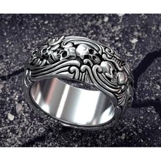 The biker ring is made of solid 925 sterling silver. Completely handmade at all stages of production.  Ring weight 22g, please specify size when ordering. Sterling Silver Skull Rings, Silver Skull Ring, Biker Rings, Skull Ring, Solid 925 Sterling Silver, Band Rings, Ukraine, Jewelry Rings, 925 Sterling Silver