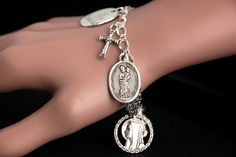 Our Lady of Prompt Succor Bracelet. Catholic Bracelet. Charm Bracelet. Christian Jewelry. Religious Christ Carrying The Cross, Catholic Bracelet, Bracelet Styles, Handmade Charm Bracelets, Catholic Necklace, Christian Bracelets, Silver Plated Bracelet, Catholic Jewelry, Christian Jewelry