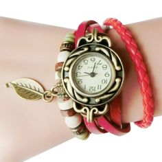 Tip: Please read the description carefully, especially the strap, body material, and precautions Women Children Retro LeatherWinding Bracelet Leaf Pendant Watch Feature: 100% brand new and high quality. Quantity: 1 Colour:Red Fashion women wrist watch Width Of Watch Belt: 13 mm Thickness: 6mm Length Of Watch: 210 mm Watch Case Material: Alloy Watch Belt Material: PU Leather Daily Water Resistant (not for swimming or showering): No Package Content: 1x Woman Wrist Watch (without retail package) sm Dangle Bracelet, Pendant Watch, Watch Belt, Rhinestone Watches, Bracelet Watches Women, Hand Accessories, Pendant Watches, Womens Watches Luxury, Women Watches