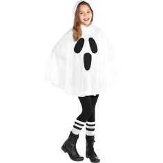 Kids' Ghost Costume Diy Ghost Costume, Ghost Costume Kids, Diy Ghost, Quick Costumes, First Halloween Costumes, Vampire Costumes, Ghost Halloween Costume, White Poncho, Ghost Diy