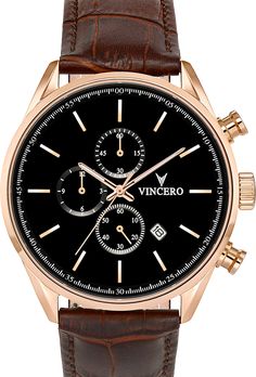 Men’s Chronograph - Rose Gold | Vincero Watches Vincero Watches, Silver Pocket Watch, Swiss Army Watches, Rugged Leather, Mens Chronograph, Expensive Watches, Casual Watches, Leather Watch Bands, Rose Gold Watch