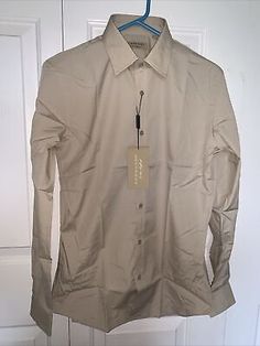 Trendy Fashion NWT- Men's Burberry Button Up-Long Sleeve- Stone-Size 16.5 US-Modern, Mens Shirts Formal Cream Shirt With Spread Collar, Cream Formal Shirt With Spread Collar, Formal Cream Spread Collar Shirt, Beige Button-up Business Shirt, Beige Button-up Formal Shirt, Beige Fitted Shirt With Spread Collar, Beige Long Sleeve Shirt For Semi-formal Occasions, Formal Cream Shirt With Button Closure, Fitted Cream Shirt For Office