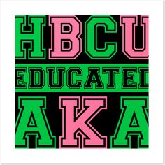 an image of the letters abcu and aka in green, pink and black