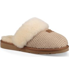 UGG Cozy Knit Genuine Shearling Slipper, Main, color, CREAM Ugg Cozy Knit Slippers, Ugg Cozy, Knit Slippers, Best Slippers, Slippers Online, Shearling Slippers, Knitted Slippers, Slippers Cozy, Cozy Knit