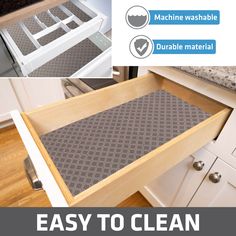 the kitchen drawer is clean and ready to be used as a counter top or floor mat