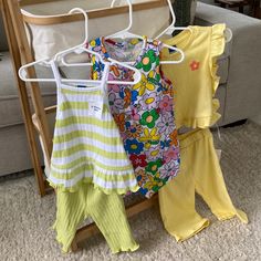 All Outfits Are Nwt Green & White Striped Set: 12-18 Months. 60% Cotton/40% Polyester Floral Romper: 12-18 Months. 100% Cotton. Snap Closure At The Bottom Yellow Set: 6-12 Months But Seems Oversized. 58% Cotton/41% Polyester/1% Spandex/Elastane Striped Set, Navy Girls, Floral Romper, Matching Sets, Snap Closure, Yellow White, 12 Months, Old Navy, Girl Outfits