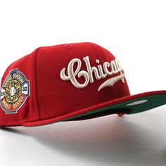 Chicago Cubs 1932 World Series 59Fifty New Era Fitted Hat in Scarlet Red and Green Under Brim. Custom Caps, New Era Fitted, Green Bottom, New Era Cap, 47 Brand, Fitted Caps, New Era 59fifty, Fitted Hat, World Series