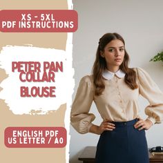 Bishop Sleeve, Peter Pan Collar, Vintage Blouse, PDF Pattern, Retro Shirt, Buttoned Blouse, XS-5XL, Sewing Blouse Bishop Sleeve, Peter Pan Collar, Vintage Blouse, PDF Pattern, Retro Shirt, Buttoned Blouse, XS-5XL, Sewing Blouse Get a big discount with the Bundle Shop Pattern: https://www.etsy.com/listing/1695033562/ This PDF sewing pattern is available for immediate download. You can easily print it on either US letter (8.5" x 11") paper using your home printer, and assemble the pages by taping Collared Shirt Sewing Pattern, Collar Blouse Pattern, Vintage Style Blouses, Pan Collar Blouse, Netted Blouse Designs, Sewing Blouses, Peter Pan Collar Blouse, Net Blouses, Shirt Sewing Pattern