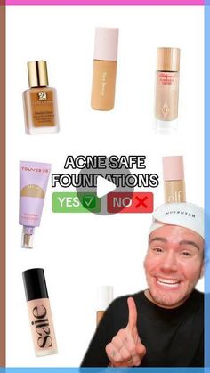 Makeup Hacks To Cover Acne, Acne Friendly Makeup, Acne Safe Concealer, Acne Makeup Looks, Acne Safe Foundation, Concealer For Beginners, Foundation Acne Prone Skin, Foundation For Acne Prone Skin, Foundation Dry Skin