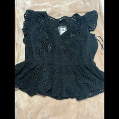 Never Worn Beautiful Express Top. Black V-neck Tops With Floral Embroidery, Black V-neck Blouse With Floral Embroidery, Black Embroidered Top For Spring, Chic Black Tops With Floral Embroidery, Casual Black Embroidered Top With Short Sleeves, Black Embroidered V-neck Top For Summer, Spring Black V-neck Embroidered Top, Casual Black Embroidered Top For Spring, Black Embroidered Short Sleeve Top