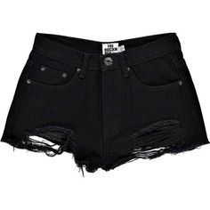 Boohoo Carla Extreme Rip Black Denim Hotpants ($26) ❤ liked on Polyvore featuring shorts, bottoms, pants, short, denim shorts, denim short shorts, short shorts, distressed shorts and micro shorts Shorts Dinner Outfit, Black Ripped Shorts, Short Boyfriend, High Waisted Ripped Shorts, Pants Ripped, Blue And White Jeans, Distressed High Waisted Shorts, Black Distressed Shorts, Shorts Ripped