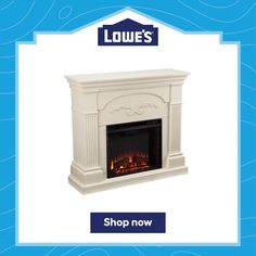 a white fireplace with the words louis's on it and an image of a fire place