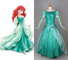 Ariel The Little Mermaid Dress, Princess Ariel Dress, Green Ball Gown, Cosplay For Women, Ariel Costumes, Little Mermaid Dresses, Little Mermaid Costume