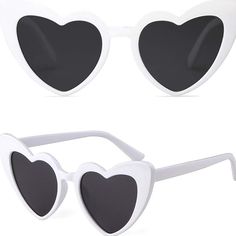 These cute and stylish glasses are sure to make a statement and show off your unique personality. Perfect for a day out in the sun or adding some fun to your outfit, these sunglasses are a must-have accessory! Fun Cat Eye Plastic Sunglasses, Fun Plastic Cat Eye Sunglasses, Cute White Plastic Sunglasses, Trendy Cat Eye Plastic Sunglasses, Fun Cat Eye Sunglasses With Tinted Lenses, Cute Sunglasses With Uva Protection For Vacation, White Polarized Sunglasses For Parties, Trendy White Cat Eye Sunglasses For Party, White Polarized Sunglasses