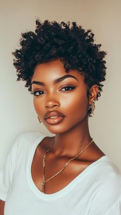 Short Haircuts for Black Women Black Women Short Haircuts, Big Chop Natural Hair, Natural Hair Haircuts, Short Hair Back, Short Haircuts For Black Women, Curly Styles, Natural Braided Hairstyles, Natural Hair Cuts, Isaiah 54