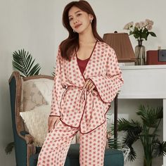 Get on a Summer shopping spree and get your closet adorned with this beautiful Spring Autumn Ladies Soft 3 Piece Pj Set. The contrasting shades and patterns on the robe make it an excellent choice for loungewear and sleepwear. Also, you can get this set to gift your best friend or partner, the perfect attire for their daily relaxation needs. This loungewear is all you need to help relax at home. They are soft and easy to touch which projects versatility and effortless grace in every step you tak Cotton Sleepwear With Kimono Sleeves, Cotton Sleepwear With Kimono Sleeves For Loungewear, Spring Red Sleepwear For Lounging, Spring Overnight Long Sleeve Robe, Spring Overnight Robe With Long Sleeves, White Sleepwear With Kimono Sleeves For Loungewear, Long Sleeve Spring Kimono For Lounging, Casual Loungewear Set With Kimono Sleeves, Casual Robe With Kimono Sleeves For Loungewear