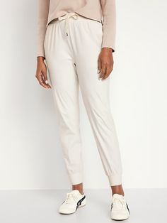 High-Waisted SleekTech Joggers | Old Navy Comfortable Pull-on Leisure Bottoms, Sporty Relaxed Fit Pull-on Bottoms, Versatile Cotton Sweatpants With Pull-on Style, Everyday Mid-rise Bottoms With Elastic Waistband, Athleisure Bottoms With Elastic Side Panels For Leisure, Athleisure Ankle-length Pull-on Joggers, Stretch Bottoms For Leisure In Spring, Spring Stretch Bottoms For Leisure, Spring Leisure Stretch Bottoms