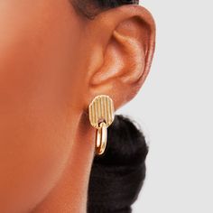 These Milo Earrings are simple yet striking with its flat organic shape and oval links. Modern Earrings With Polished Oval Link, Modern Oval Hoop Earring Sold Individually, Modern Oval Link Earrings With Polished Finish, Modern Oval Earrings With Ear Wire, Modern Oval Single Earring, Minimalist Oval Single Earring, Minimalist Single Oval Earring, Contemporary Everyday Drop Earrings, Contemporary Everyday Earrings