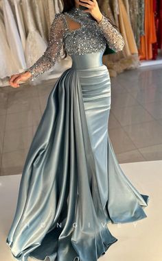 Fancy Evening Dresses, Matric Dance, Pretty Landscapes, Pretty Prom Dresses, High Neck Long Sleeve, Prom Dresses Long With Sleeves, Hijabi Fashion, Glam Dresses, Bride Dresses