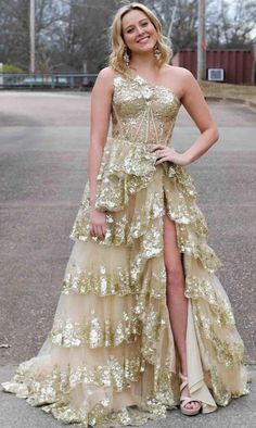 Extra Heels, Prom Dress With Split, Sequin Long Dress, Tiered Prom Dress, Sweep Train Prom Dress, Split Prom Dresses, Sparkly Prom Dresses, Sequin Prom Dress, Prom Dresses For Sale