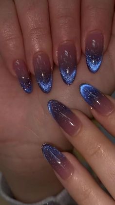 Unghie Sfumate, Pretty Gel Nails, Blue Nail, Cat Eye Nails, Funny Profile, Funky Nails, Dope Nails, Nail Arts