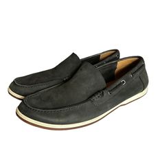 Casual Matte Black Leather Loafers, Perfect For Spring And Summer Dinners, Parties, Driving, Barbecues, Etc. Tried On But Not Used. Nwot Clarks Shoes Mens, Mens Clarks, Navy Loafers, Leather Bicycle, Casual Oxford Shoes, Driving Shoes Men, Men's Clarks, Leather Boat Shoes, Brown Leather Loafers