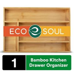 bamboo kitchen drawer organizer with eco soul label