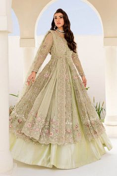 Pakistani Gown and Latest Bridal Lehenga Designs is a beautiful attire adorned with Hand-worked embellishments. This Lehenga Dress is available Online. Formal Anarkali Lehenga Embellished, Anarkali Style Embellished Lehenga For Formal Occasions, Formal Embellished Anarkali Lehenga, Organza Gown With Dabka Work In Maxi Length, Formal Lehenga With Resham Embroidery In Maxi Length, Formal Maxi Anarkali Set With Intricate Embroidery, Formal Semi-stitched Lehenga, Formal Maxi Length Anarkali Set With Intricate Embroidery, Formal Semi-stitched Maxi Length Lehenga