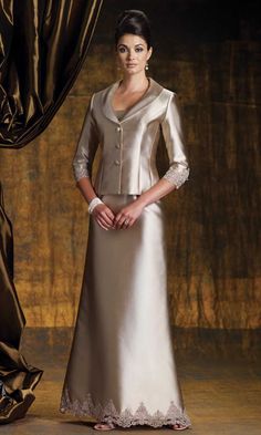 Montage by Mon Cheri - 112946 Straight Neck Dress With Jacket Grandmother Of The Bride Dresses, Long Dress With Jacket, Silk Shantung Dress, Dresses With Jackets, Shantung Silk Dress, Straight Neck Dress, Petite Gowns, Shantung Dress, Montage By Mon Cheri