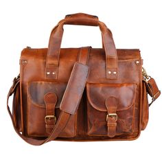 Classic Briefcase For Trip, Functional Leather Laptop Bag For Trips, Rugged Rectangular Laptop Bag For Everyday Use, Classic Leather Briefcase For Trips, Functional Leather Laptop Bag For Everyday Carry, Rectangular Business Travel Bag With Waxed Finish, Functional Leather Briefcase For Everyday, Leather Briefcase With Leather Lining For Trips, Functional Leather Satchel Briefcase