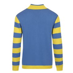 - Knitted polo- 100% cotton yarn- Unlined- Regular fit- Machine washable Fabric & Care- Delicate Machine Wash at 30 degrees(86℉) with similar colors.- Iron inside out on low temperature.- Store flat.- Do not tumble dry.- Do not bleach. Blue Collared Knit Sweater, Retro Collared Winter Sweater, Retro Collared Sweater For Winter, Blue Knit Polo Sweater With Ribbed Collar, Blue Collared Polo Sweater, Blue Fitted Collared Polo Sweater, Blue Cardigan With Ribbed Collar For Winter, Winter Blue Cardigan With Ribbed Collar, Blue Knit Sweater With Ribbed Collar