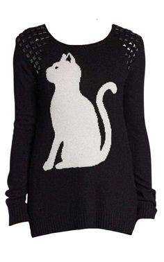 Keri Intarsia Studded Cashmere Blend Pullover BCBGMAXAZRIA Scalloped Lace Dress, Intarsia Sweater, Studded Sweater, Sweaters Black, Knitted Cat, Shirts Black, Max Azria, Luxury Women Fashion, Long Sleeve Pullover Sweater