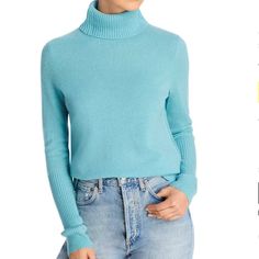 100% Cashmere Fits True To Size, Order Your Normal Size Approx. 24" From Back Of Neck To Hem, Based On A Size Small Model Measurements: 5'10" Height, 33.5" Bust, 23.5" Waist, 34.5" Hips, Wearing A Size Small Turtleneck, Long Sleeves, Extended Cuffs Rib-Knit Trim, Exposed Back Seam This Item Is Part Of Our 100% Bloomingdale's Collection, Featuring Exclusive Pieces You Won't Find Anywhere Else. Price Firm. Thanks. Aqua Sweater, Backless Sweater, Ruffle Sleeve Sweater, Silk Sweater, Distressed Sweaters, Rainbow Sweater, Ruffle Sweater, Cashmere Sweater Women, Womens Cashmere