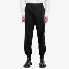 Buy Alexander McQueen Cargo Trousers - Black At 45% Off | Editorialist Techwear Straight Pants For Work, Techwear Style Straight Pants For Work, Techwear Tapered Leg Pants For Work, Techwear Long Pants For Work, Techwear Pants For Work, Straight Leg Techwear Bottoms For Workwear, Workwear Trousers With Elastic Cuffs, Elastic Cuff Trousers For Work, Techwear Straight Leg Parachute Pants