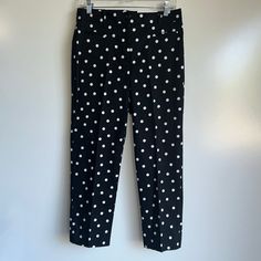 Ann Taylor....The Crop Black With White Polka-Dot Crop Ankle Pants Lean Through The Hip And Thigh Slim Leg. Hits Above The Ankle Zip Closure With Button Size 4 New With Tags. Approximate Measurements: Waist Laying Flat Across 15" Rise 9.5" Inseam 26" Length 35.5" Leg Opening At Hem 6.75" Fast Shipping Bundle Your Likes For Savings Polka Dot Bottoms For Workwear, Polka Dot Fitted Bottoms For Workwear, Polka Dot Fitted Bottoms For Work, Fitted Polka Dot Bottoms For Work, Polka Dot Workwear Bottoms, Chic Fitted Polka Dot Pants, Chic Polka Dot Fitted Pants, Fitted Polka Dot Chic Pants, Hot Pink Flats