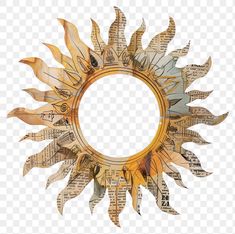 a sunflower made out of old book pages in the shape of a circular frame