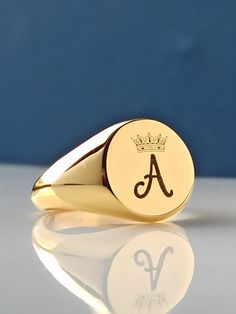 This product is GUARANTEED for life. * Rings are made with 10K-14K-18K Solid Gold. *The ring has the stamp of My Brand and 10K-14K-18K. *It can be combined with the color stone you want. * If you have another model in mind, I'd be happy to do it. * All items in my store can be made in 10K-14K-18K Solid gold. You can contact me for this. * The back of the ring is solid. * Your personalized ring comes in a beautiful gift ring box, ready to gift. * It is completely handmade. *Ring is Free on Side A Personalized Yellow Gold Signet Ring For Formal Occasions, Personalized Yellow Gold Signet Ring For Formal Events, Luxury 14k Stamped Signet Ring As Gift, Luxury Round Signet Ring With Initials, Timeless Personalized Gold Signet Ring, Timeless Initials Rings As Gift, Luxury 14k Stamped Signet Ring For Anniversary, Luxury Round Signet Ring With Hallmarks, Yellow Gold Signet Ring With Engraving Option For Gift