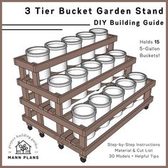 three tier bucket garden stand with diy building guide