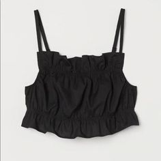 Condition: New With Tags Brand: Divided H & M Size: Large Color: Black Material: Cotton Other Info: New With Tags, Adjustable Straps, Ruffled Top, Cropped Top Ruffle Crop Top, Cropped Tops, Knit Pants, Black Ruffle, Cute Fits, Ruffle Top, Black Crop Tops, Fashion Company, Black Women