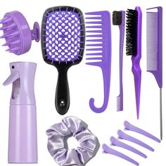 PRICES MAY VARY. ALL IN ONE HAIR STYLING TOOLS: Package Included 1pcs 200ml continuous spray bottle for hair spray, 1pcs detangling brush for all types of hair, 1pcs soft scalp massager shampoo brush for shower, 1 Pcs Bristle Hair Brush, 1 Pcs Rat Tail Comb,1 Pcs Edge Brush,1pcs wide tooth comb, 4pcs hair styling clips for women and 1pcs hair tie. DURABLE AND PROFESSIONAL: hard plastic, not the bendable material, high quality, useful and well made for hairstyles, bring what you need ,good and st Hair Spray Bottle, Rat Tail Comb, Tail Comb, Hair Brush Set, Shampoo Dispenser, Hair Care Tools, Teased Hair, Scalp Massager, Detangling Hair Brush