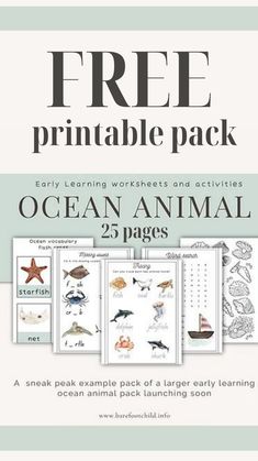 the ocean animal printable pack is shown