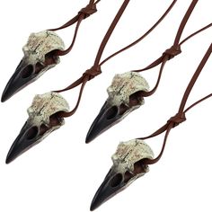 PRICES MAY VARY. Package included: each package includes 4 Halloween raven skull necklaces, providing you with options for yourself or to share with friends and family; This package ensures that you have enough necklaces to create a cohesive and captivating look or to gift to others who appreciate the dark and mysterious aesthetic Compact Size: the raven Halloween decor is about 1.1 x 2.36 inches/ 28 x 60 mm in length and width, this gothic leather necklace is designed to be compact and lightwei Animal Skull Necklace, Skull Necklaces, Mysterious Aesthetic, Raven Halloween, Crow Necklace, Halloween Raven, Raven Skull Necklace, Chunky Choker Necklace, Crow Skull