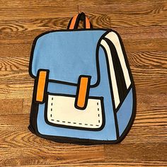 Jump From Paper Style Backpack / Book Bag Made To Look Like A Cartoon Drawing. Never Used, Perfect Condition! Cartoon Backpack Drawing, Blue Backpack For Study, Blue Standard Backpack For Study, Standard Blue Backpack For Study, Rectangular Orange Backpack For School, Backpack Doodle, Jump From Paper, Backpack Drawing, Inktober 2024