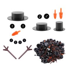 PRICES MAY VARY. Christmas Snowman Kit for DIY Craft:800pcs Christmas DIY snowman ornament set including 80pcs mini black top hats, 480pcs tiny black buttons, 160pcs brown snowman hands, 80pcs carrot snowman noses, large amount of accessories to do your DIY snowman crafts and decorating Christmas party, clothing crafts, hair ornaments etc, you can even share the fun with your friends and family. Plastic Magician Hats:these mini black top hats for crafts are made of durable plastic, smooth with c Christmas Diy Snowman, Metal Crafts Diy, Diy Christmas Snowman, Chrismas Crafts, Diy Snowman Decorations, Snowman Diy, Snowman Kit, Diy Snowman Ornaments, Snowman Crafts Diy