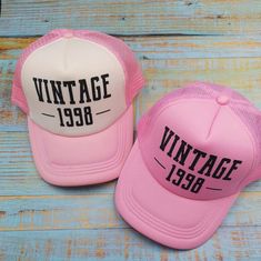 Vintage 1998 Trucker Hat | Glitter Vintage Hat | 21st Birthday Hat | Glitter Trucker Hat | Neon Truc Birthday At The Beach, 30th Birthday Themes, Vacation Hat, Custom Aprons, Simple Eye Makeup, Aprons For Men, Rancho Cucamonga, Hat Ideas, 21st Birthday Gifts