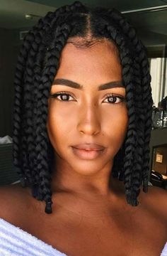 Black Hair Hairstyles, Bob Box Braids Styles, Box Braids Bob, Large Box Braids, Bob Braids Hairstyles, Hairstyles For Black Hair, Big Box Braids, Big Braids, Short Box Braids