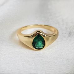 This Cool Ring Will Add The Bling You Want! 18k Gold Plated Over Sterling Silver. Gold Teardrop Emerald Ring, Gold Teardrop Emerald Promise Ring, Fashion Ring Set, Cool Ring, Big Stone Ring, Costume Jewelry Rings, Wedding Ring Sizes, Teardrop Ring, Cz Rings Engagement